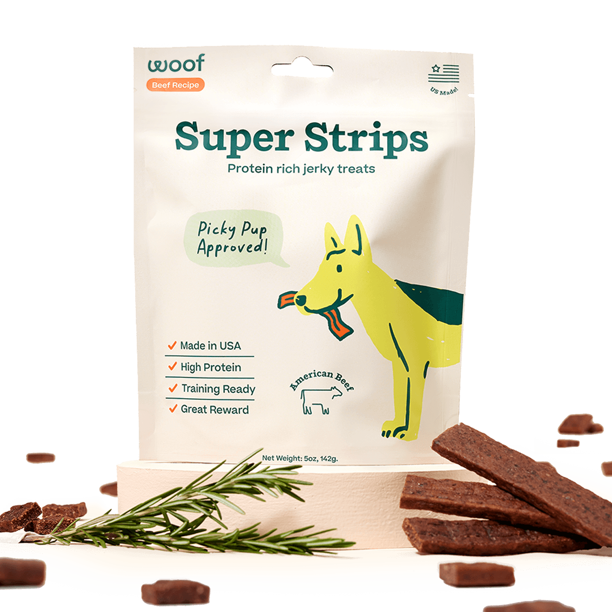 Woof Super Strips Beef Jerky Training Treats For Dogs