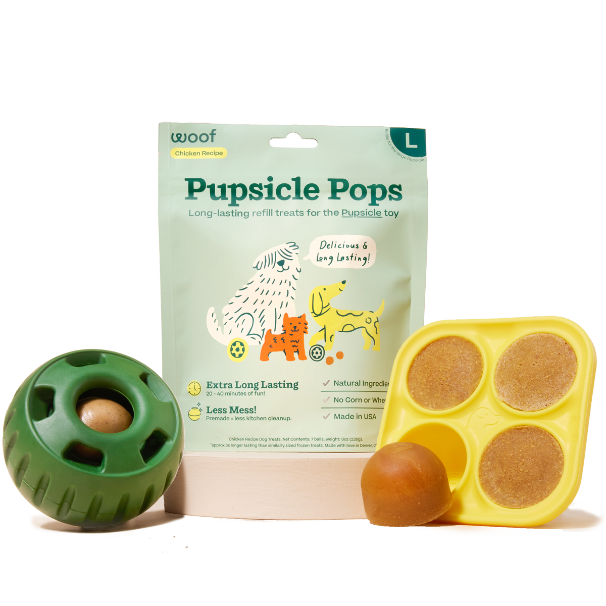 WOOF Pupsicle, Large 25-75 lbs Long-Lasting Dog Toy to Keep Your Pup  Distracted, Safe for Dogs, Easy to Clean, Fillable Dog Toys