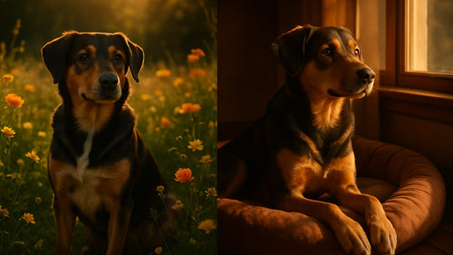 Dog enjoying indoor comfort and outdoor freedom