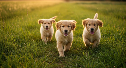 Golden Retriever puppy chewing on a safe and appropriate chew toy