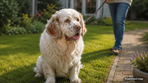 A calm dog enjoying a slow, steady walk with their owner