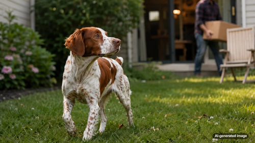 Alert dog watching a newly changed area of a family home