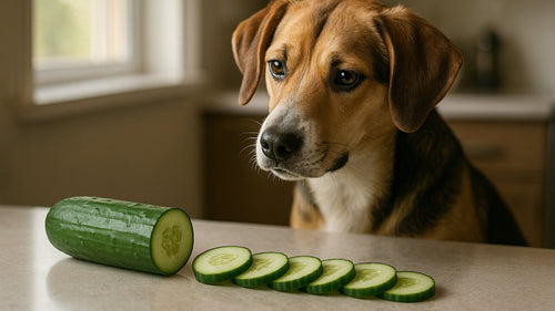 Dog enjoying a refreshing cucumber treat