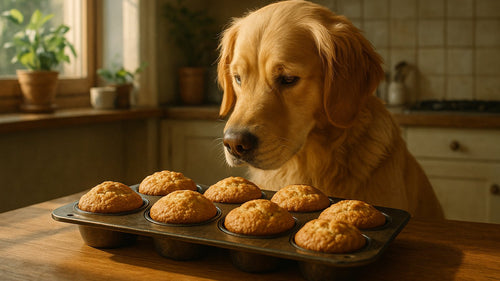 Dog enjoying a muffin treat