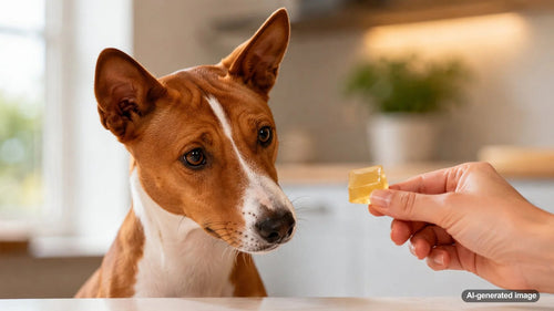 Plain gelatin dog treats prepared as a simple enrichment snack for dogs