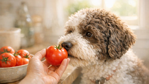 Can dogs eat tomatoes safely guide with ripe tomato and dog