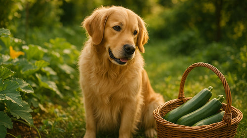 A dog enjoying a slice of fresh zucchini as a healthy snack