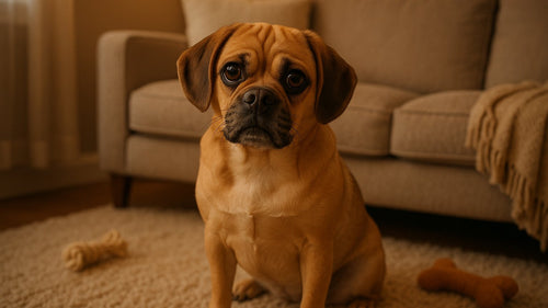 Puggle dog smiling