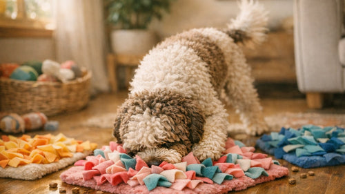 DIY snuffle mat for dogs turning mealtime into a fun brain game