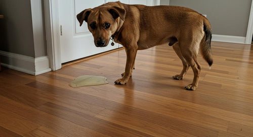 A dog looking bored indoors