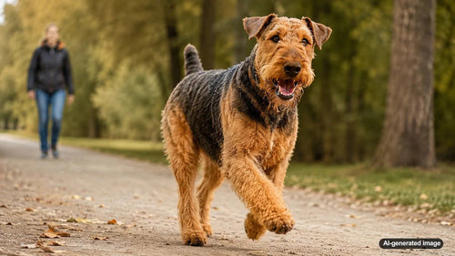 Airedale Terrier dog breed profile featuring a confident wiry-coated terrier for Woof dog care readers