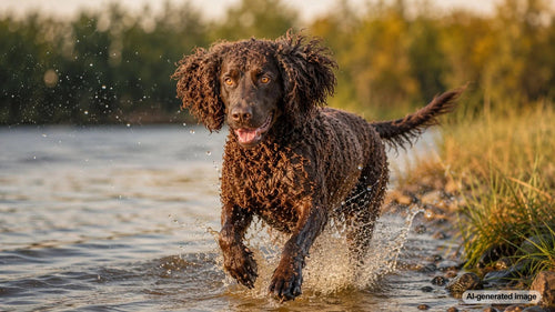 American Water Spaniel with a curly brown coat featured in a dog breed profile
