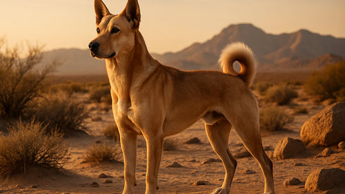 Canaan Dog standing outdoors