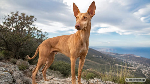 Cirneco dell'Etna dog showcasing the elegant build and upright ears of the Sicilian hunting breed
