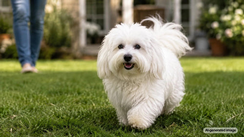 Happy Coton de Tulear dog breed profile image with a soft white cotton-like coat