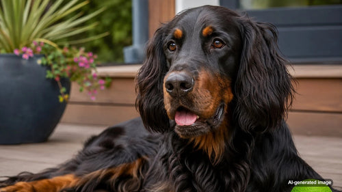 Gordon Setter with distinctive black-and-tan coat featured in a Gordon Setter dog breed profile