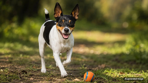 Toy Fox Terrier dog breed profile featuring a small, alert terrier with a lively expression