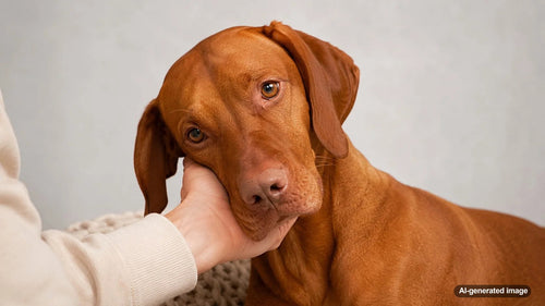 Affectionate dog relaxing closely beside its owner and showing trust through gentle body language