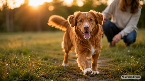 Happy dog enjoying enrichment time with a caring owner at home
