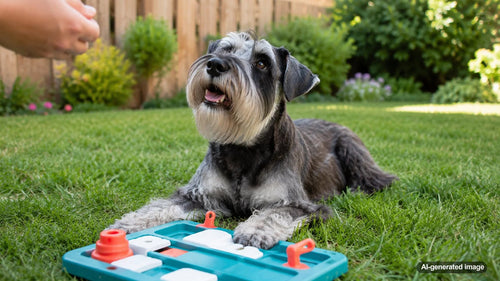 Dog enjoying an engaging enrichment activity designed to relieve boredom