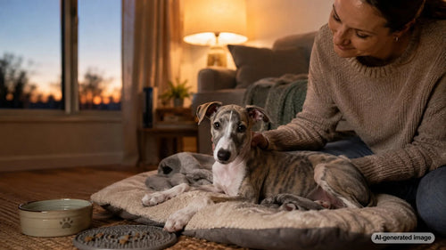 Young dog relaxing during a calming evening routine at home