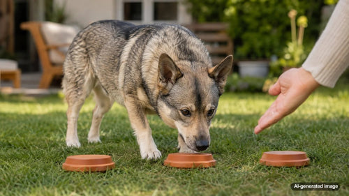 Dog enjoying a mentally stimulating treat activity designed to provide enrichment without overfeeding