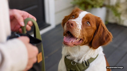 Dog enjoying an enriching outdoor walk with time to sniff, explore, and connect with their owner