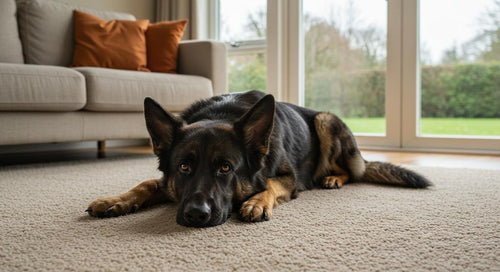 A relaxed dog lounging comfortably, embodying contentment