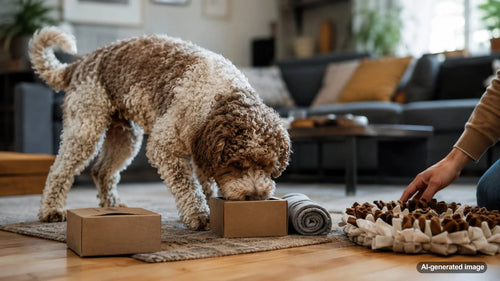 Dogs using their noses during an outdoor scent game