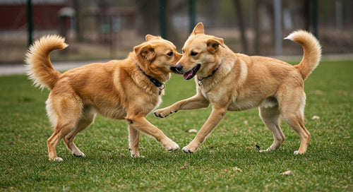 Dogs engaging in safe and playful interaction