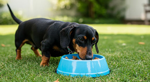 Happy dog enjoying frozen fruit treat on a hot day