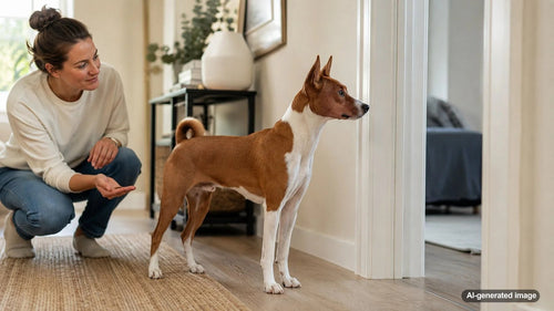 Dog showing unusual interest in one room while a pet parent observes the behavior
