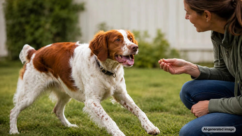 Excited dog learning to settle and focus with a calm enrichment routine