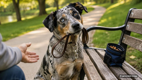 Smart dog engaging with enrichment toys and treat puzzles at home
