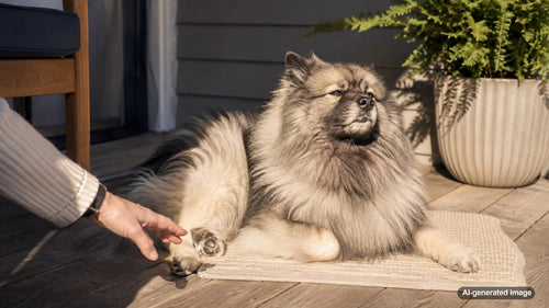Dog relaxing comfortably in a sunny spot at home