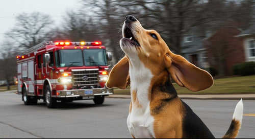 Dog howling at a passing siren