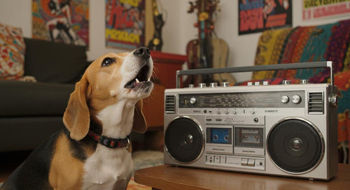Dog howling to music