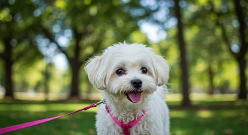 Active dog on a trail with a durable, lightweight leash