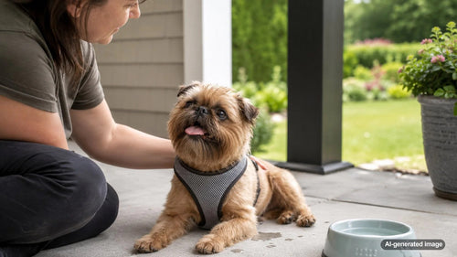 Flat-faced dog enjoying a gentle enrichment activity as part of a thoughtful exercise routine
