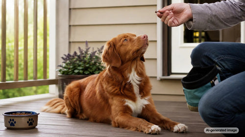 Dog engaging with a food puzzle instead of eating from a traditional bowl