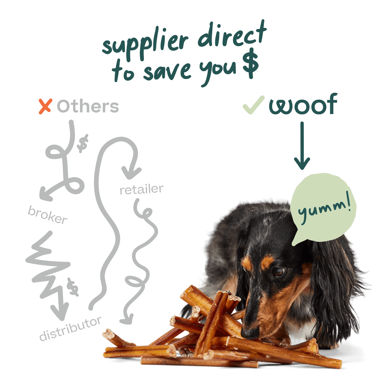 Woof My Puppy Swallowed A Bully Stick 6-inch Beef Woof Stix