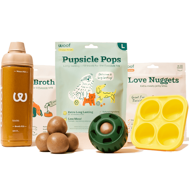 Woof Pupsicle Starter Pack Large - Dogs 25+ lbs - Includes: Pupsicle Pops, DIY Treat Tray, 60 Day Warranty, Durable, Safe, Dog Gift