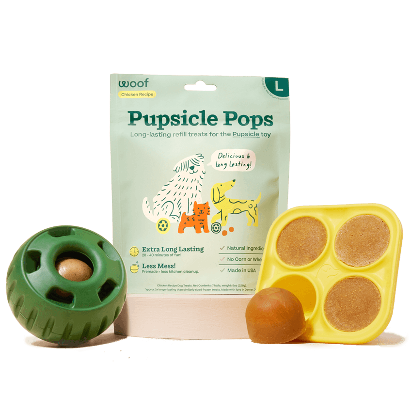 Fillable Dog Toys for Woof Pupsicle Pops,Frozen Dog Treat Holder Lasting  Dog Toy to Keep Away Your Pup Distracted Boredom,Reusable Treat