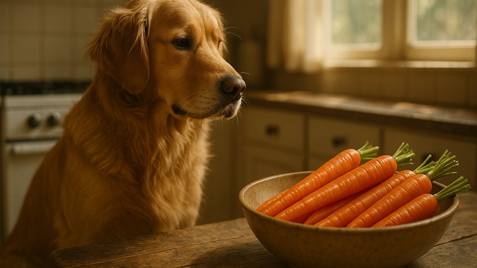 Dog enjoying a carrot snack