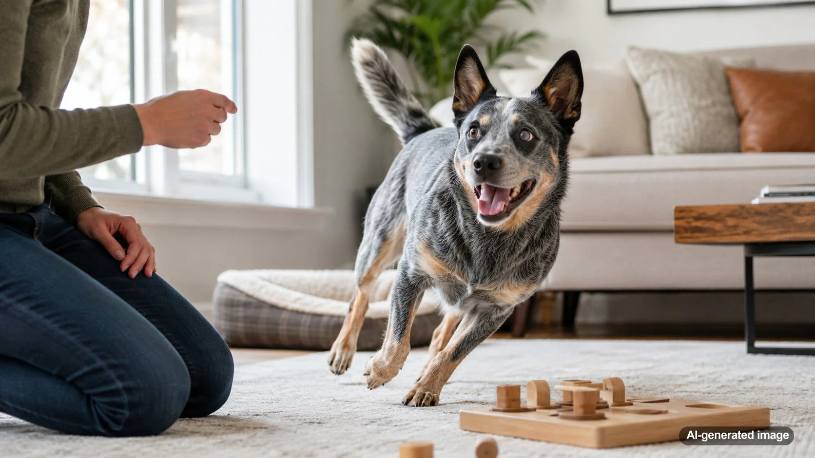 A happy dog enjoying a balanced routine with enrichment and variety for structure-loving breeds