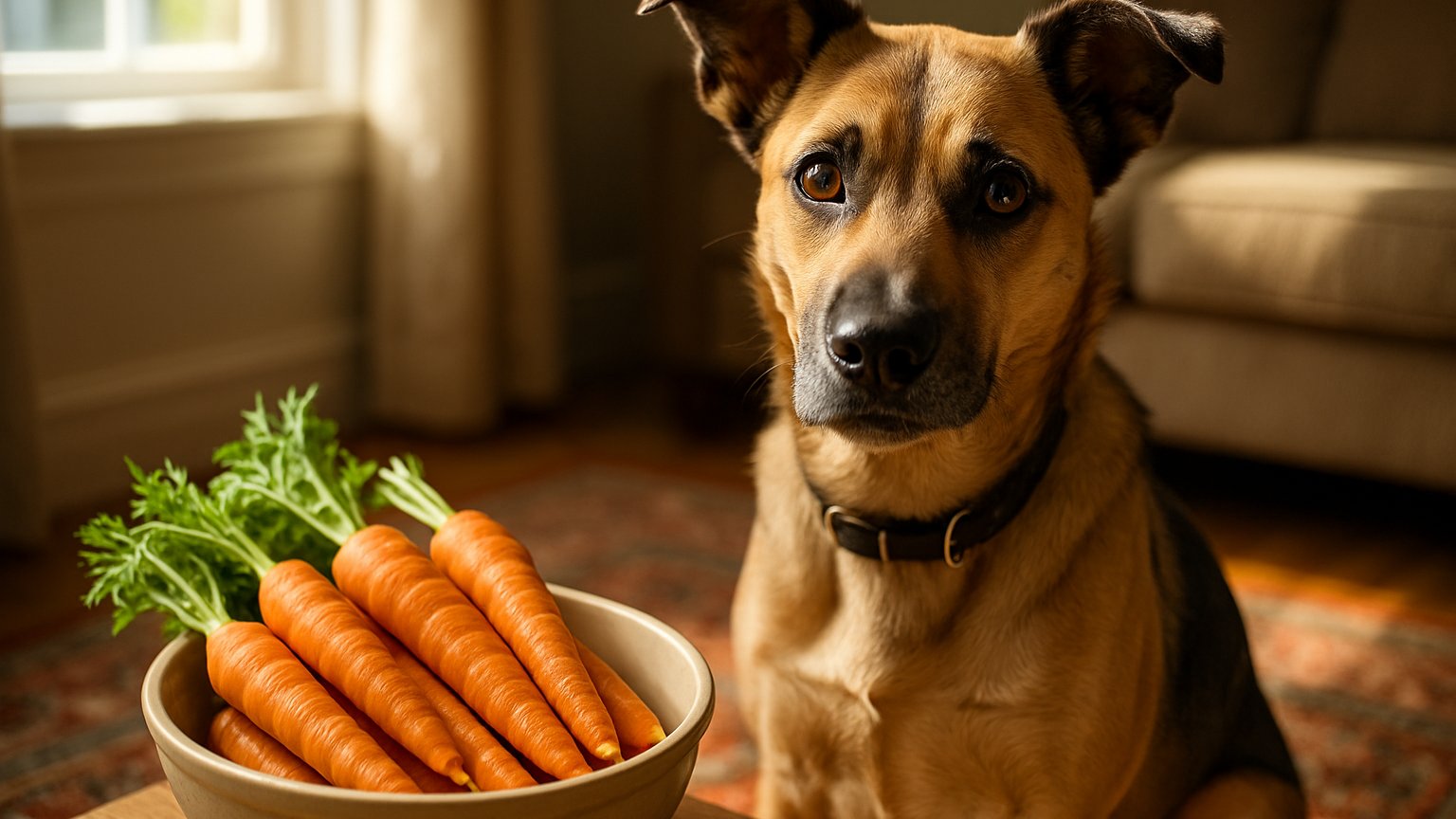 Dog enjoying a carrot snack