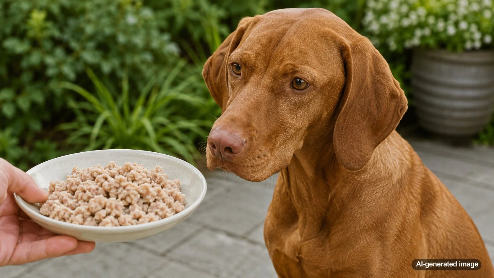 A dog-safe bowl of plain cooked ground turkey for a simple homemade treat idea