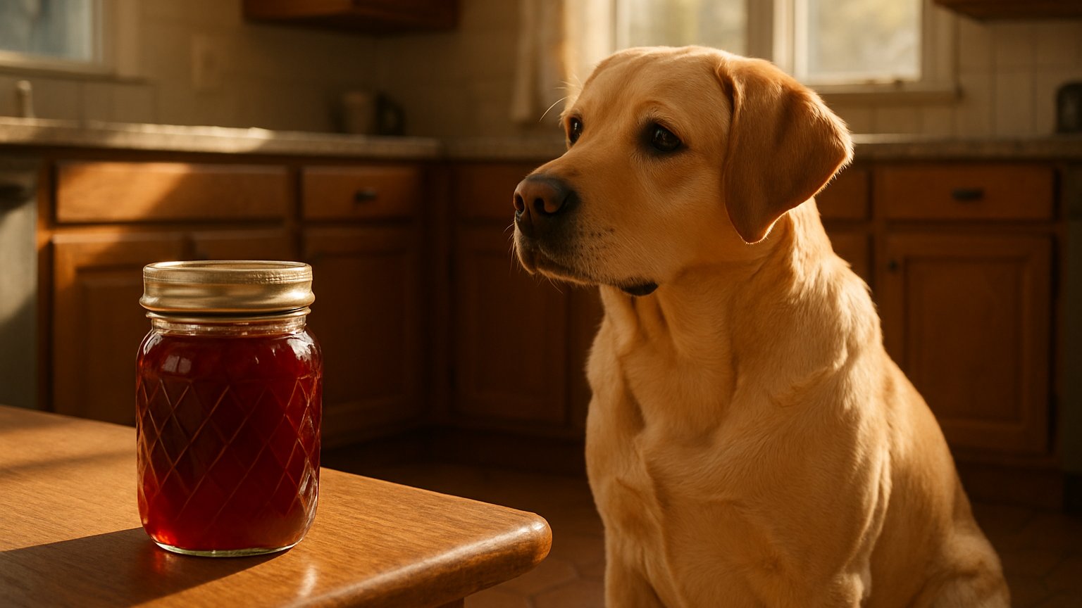 A playful and informative blog post about whether dogs can eat jelly, featuring Woof Dog Products