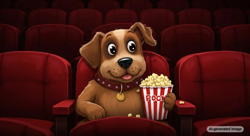 Dog looking at a bowl of popcorn