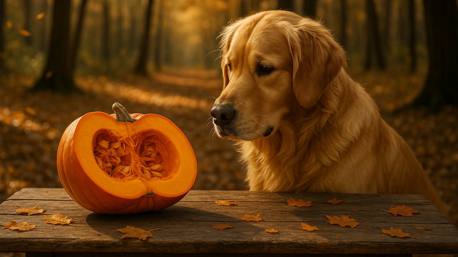 A variety of Woof's pumpkin-inspired dog treats, including Pupsicles and treat trays, displayed on a wooden surface.